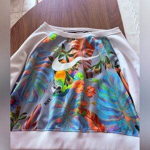 Nike White-Accented Tropical Floral Sweatshirt
